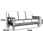 Solid Sheesham Wood 3 Seater Sofa Set For Living Room in Natural Finish - Image 6