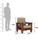 Wooden Sofa Set 5-Seater For Living Room in Honey Finish - Image 4