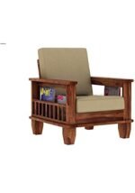 Wooden Sofa Set 5-Seater For Living Room in Honey Finish - Image 5