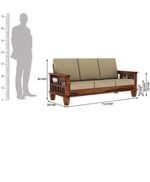 Wooden Sofa Set 5-Seater For Living Room in Honey Finish - Image 7