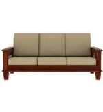 Wooden 3 Seater Sofa Set For Home & Office in Natural Finish - Image 2