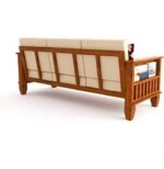 Wooden 3 Seater Sofa Set For Home & Office in Natural Finish - Image 4