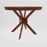 Sheesham Wood Round Dining Table 4 Seater Set for Dining Room in Dark Honey Finish - Image 3