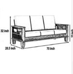 Solid Wood 3-Seater Sofa Set for Living Room in Natural Teak Finish - Image 3
