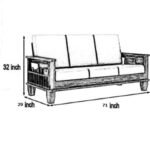 Wooden 3 Seater Sofa Set For Home & Office in Natural Finish - Image 5
