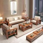 Sheesham Wood 5-seater Sofa Set for Living Room
