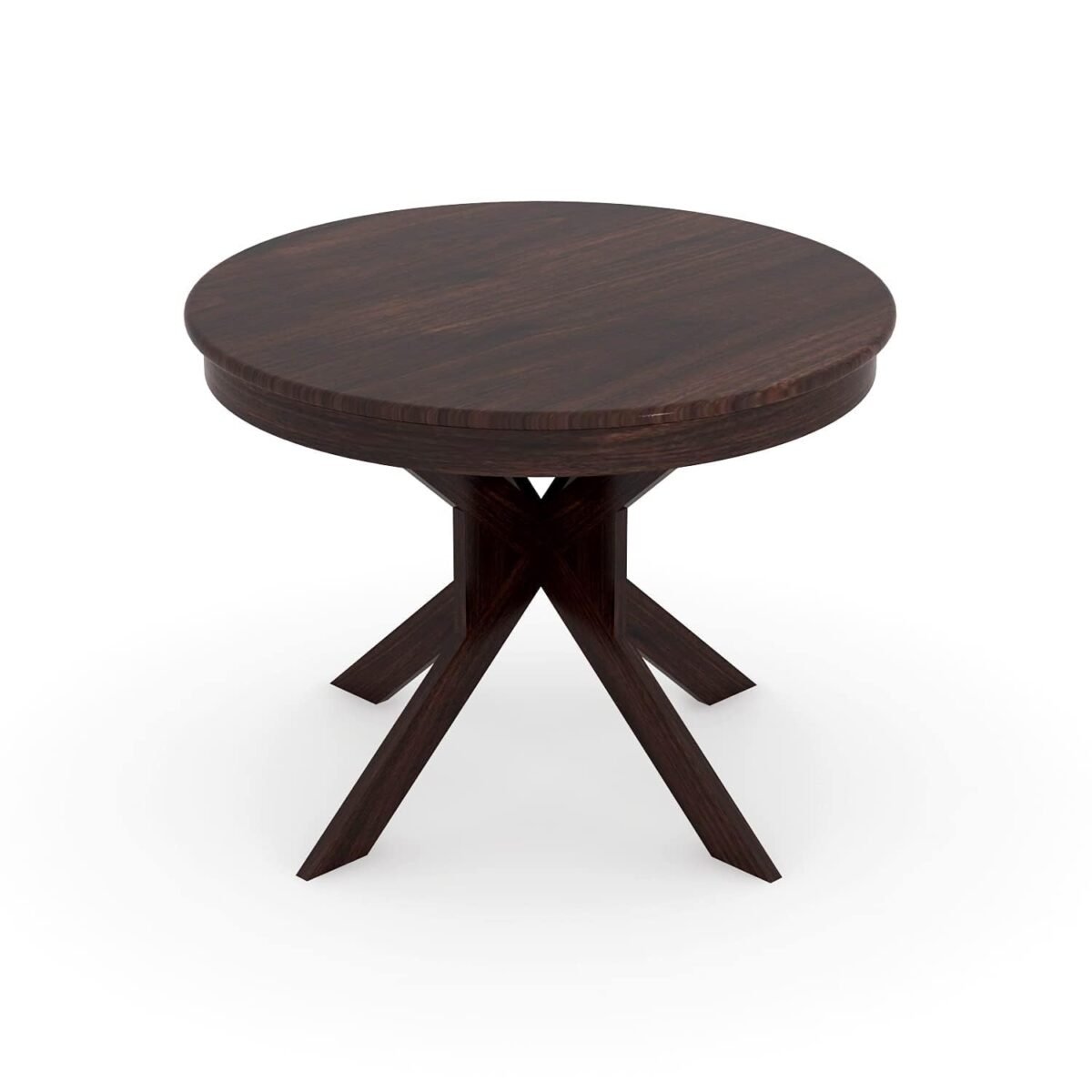Solid Wood Round Dining Table 4 Seater Set for Dining Room in Dark ...