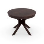 Solid Wood Round Dining Table 4 Seater Set for Dining Room in Dark Walnut Finish - Image 2
