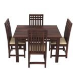 Wooden Dining Table 4 Seater Set for Dining Room in Dark Walnut Finish - Image 7