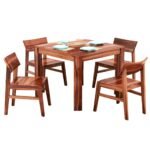 Sheesham Wood Dining Table 4 Seater Set for Dining Room in Natural Honey Finish - Image 3