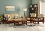 Wooden Sofa Set 5-Seater For Living Room in Honey Finish - Image 2