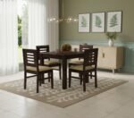Wooden Dining Table 4 Seater Set for Dining Room in Dark Walnut Finish - Image 2