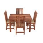 Wooden Dining Table 4 Seater Set for Dining Room in Natural Honey Finish - Image 5