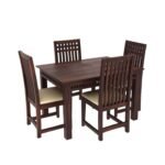 Wooden Dining Table 4 Seater Set for Dining Room in Dark Walnut Finish - Image 3