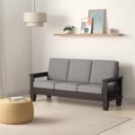 Solid Wood 3 Seater Sofa For Living Room in Mahogany Finish