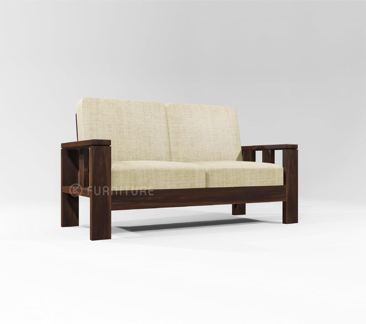 Wooden 7-Seater Sofa Set for Living Room in Walnut Finish - Buy Wooden ...