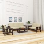 Solid Sheesham Wood 6 Seater Sofa Set for Living Room in Walnut Finish - Image 2