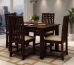 Wooden Dining Table 4 Seater Set for Dining Room in Dark Walnut Finish - Image 2