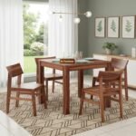 Sheesham Wood Dining Table 4 Seater Set for Dining Room in Natural Honey Finish - Image 2