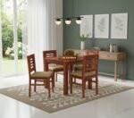 Wooden Dining Table 4 Seater Set for Dining Room in Honey Finish - Image 3