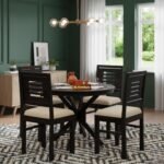 Solid Wood Dining Table 4 Seater Set for Dining Room in Dark Walnut - Image 2