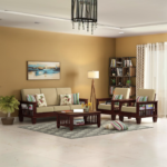 Sheesham Wood 5-Seater Sofa Set for Living Room in Walnut Finish