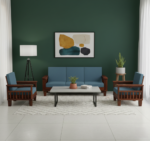 Wooden 5 Seater Sofa Set For Living Room in Natural Finish