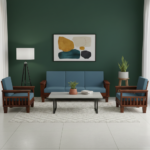 Wooden 5 Seater Sofa Set For Living Room in Natural Finish