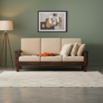 Sheesham Wood 3-Seater Sofa Set for Living Room in Dark Walnut Finish